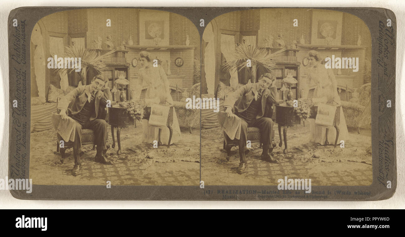 Réalisation - La vie conjugale qu'il a, des mots sans musique, Underwood & Underwood, américain, 1881 - 1940, 1901 ; Albumen Banque D'Images