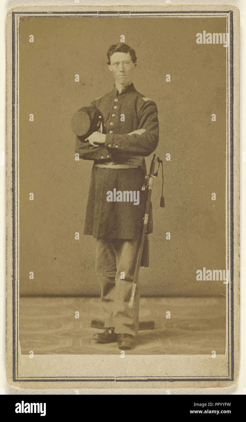 Soldat confédéré à l'épée à poignée, holding cap ; Edward Jacobs, Américain, né en Angleterre, 1813 - 1892, 1862 - 1864 Banque D'Images