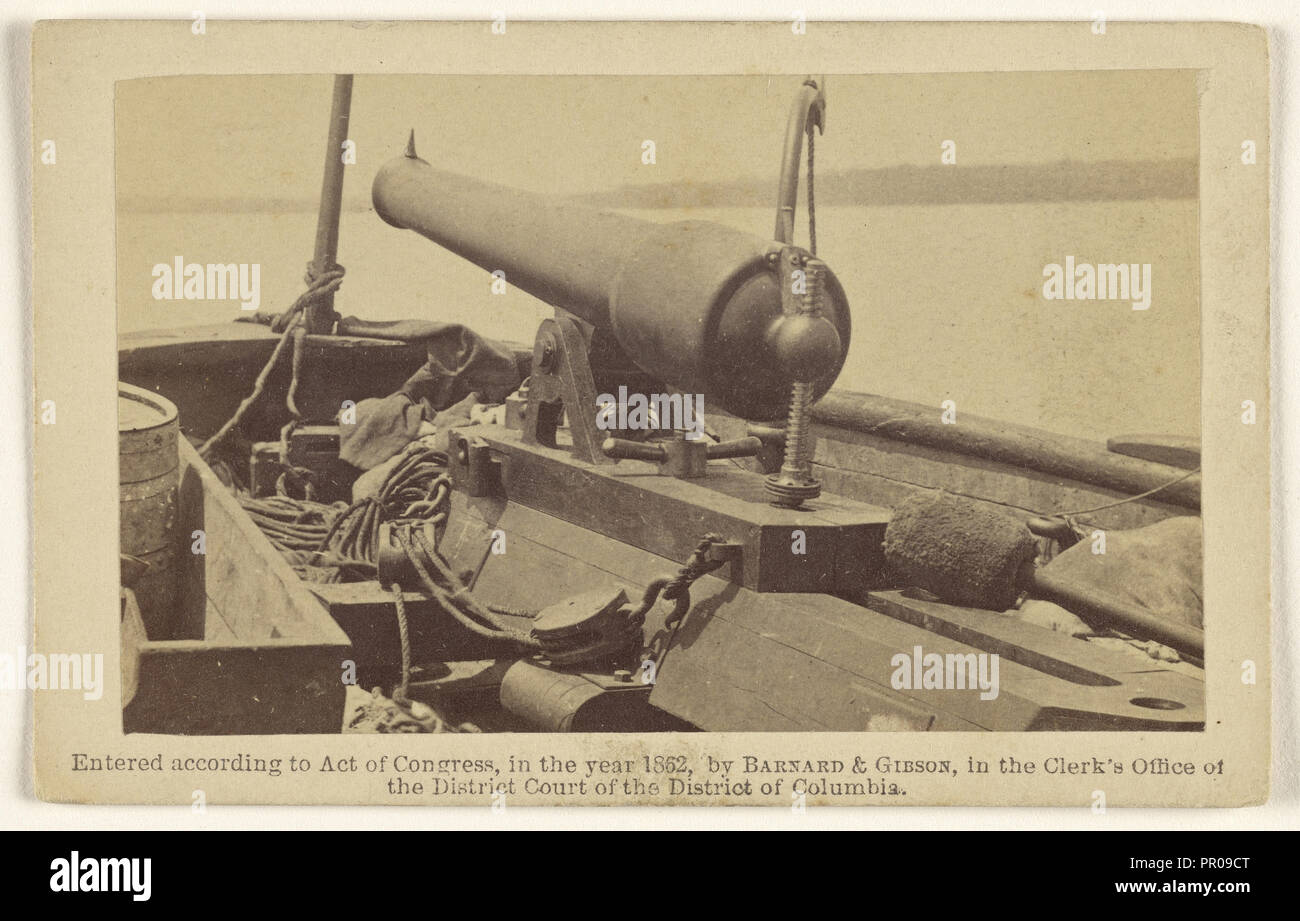 Canon Bow sur la canonnière Teazer confédérée, capturé le 4 juillet, par le Meritanza ; Barnard & Gibson, 1862 ; Albumen silver Banque D'Images