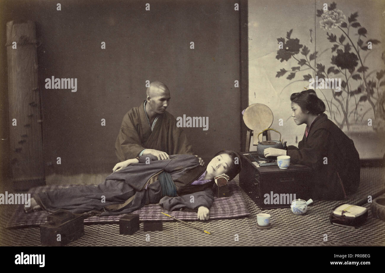 Mode de shampooing, Felice Beato, 1832 - 1909, Japon ; 1866 - 1867 ; à la  main, à l'albumine argentique Photo Stock - Alamy