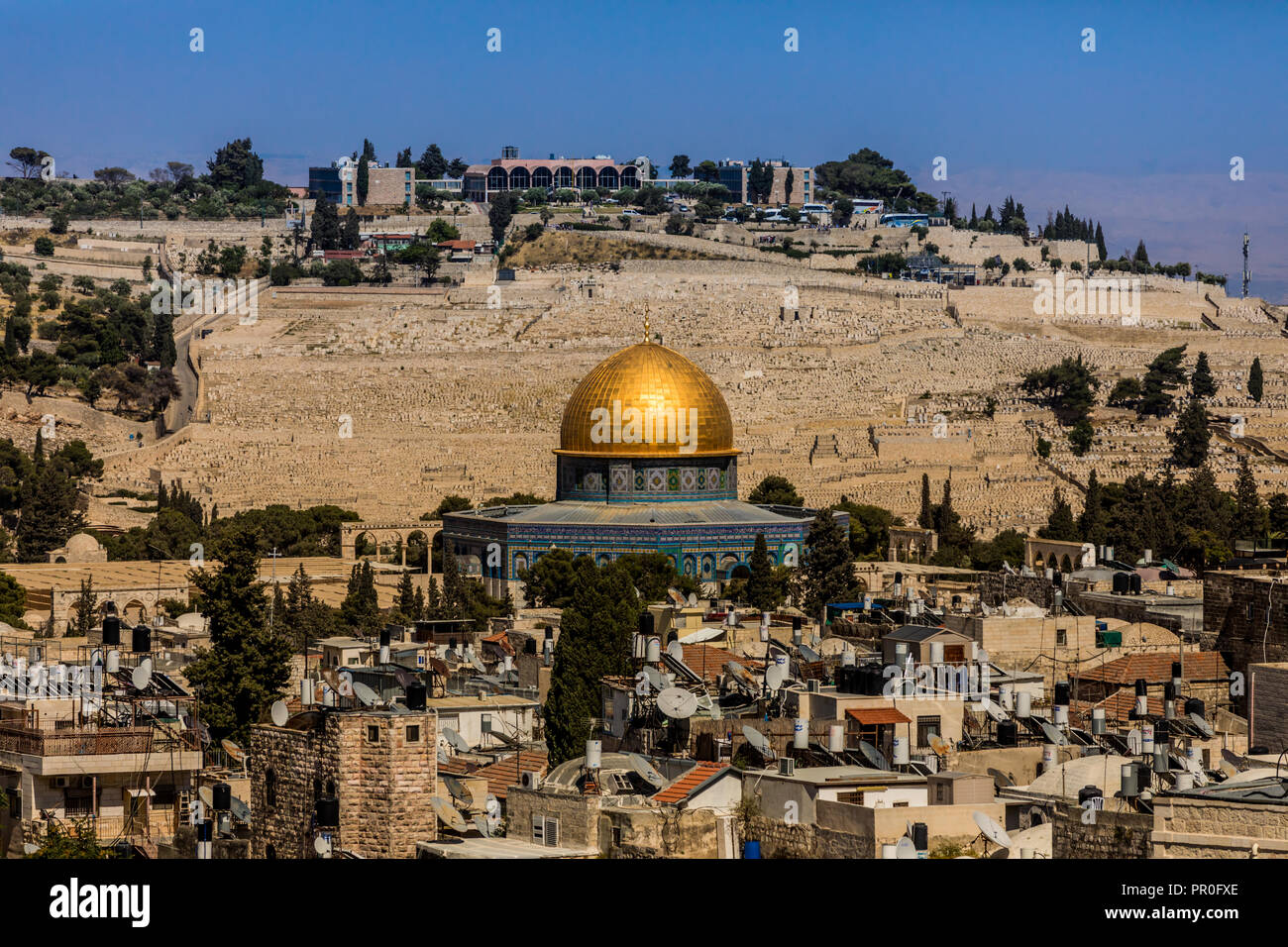 Dôme du Rocher, l'UNESCO World Heritage Site, Jérusalem, Israël, Moyen Orient Banque D'Images