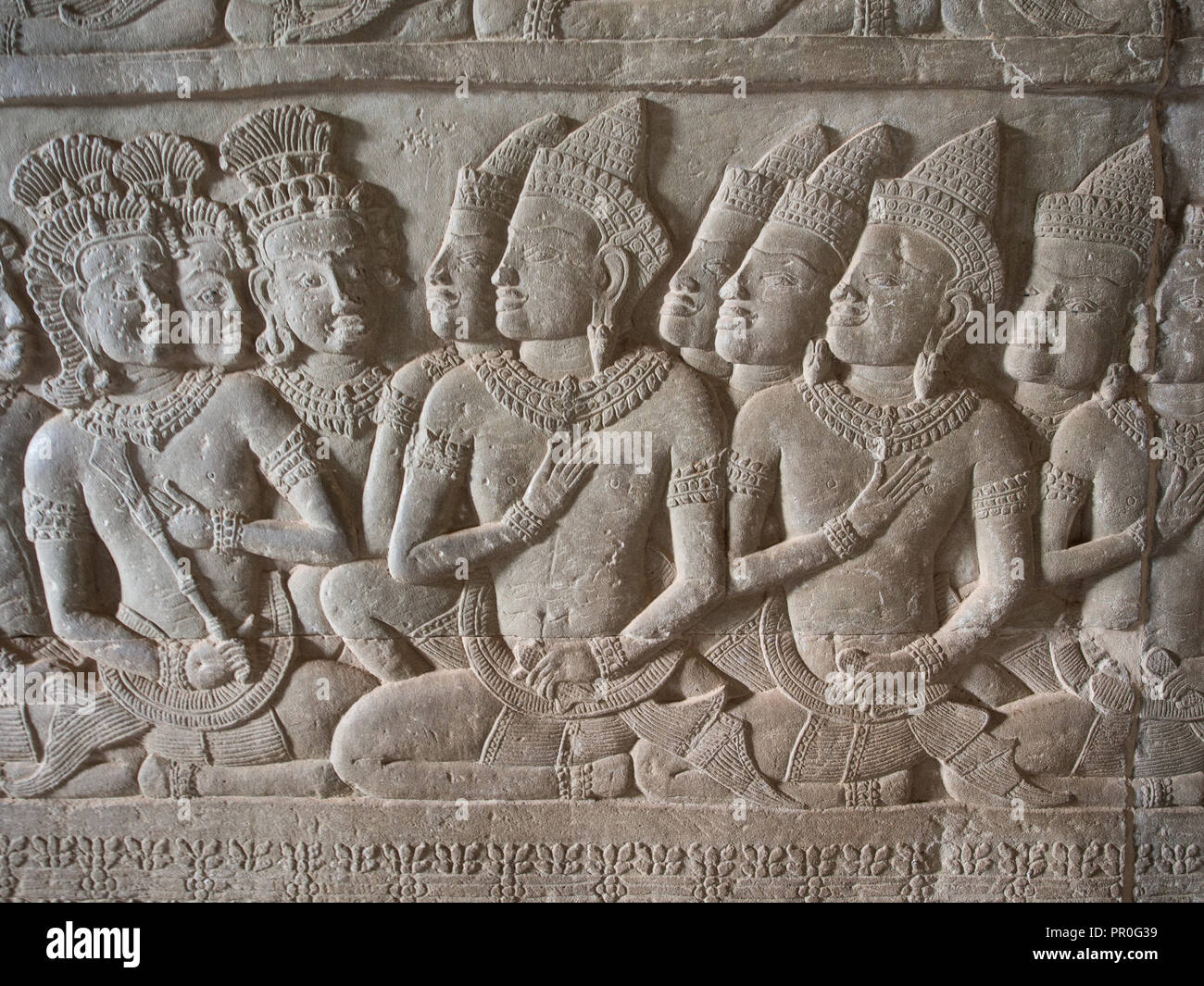 La sculpture murale, Angkor Wat, Site du patrimoine mondial de l'UNESCO, près de Siem Reap, Cambodge, Indochine, Asie du Sud-Est, l'Asie Banque D'Images