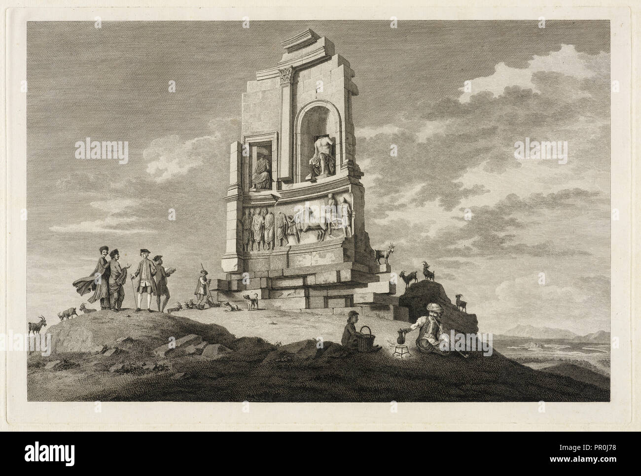 Vue du monument de Philopappus, les antiquités d'Athènes, Stuart, James, 1713-1788, gravure, 1762-1816, Planche 1 Banque D'Images
