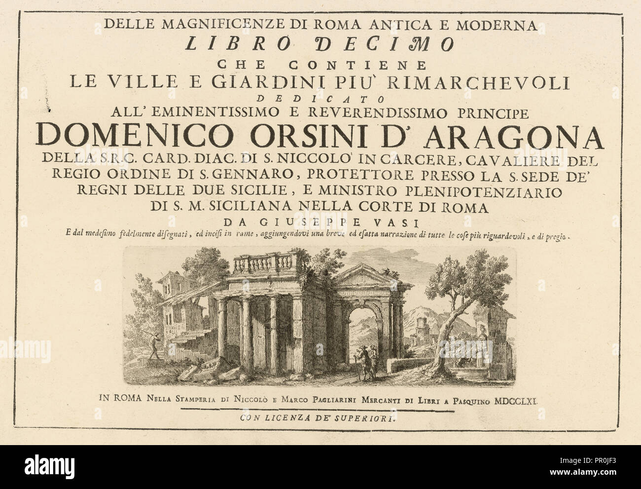 Frontispice, volume 10, Delle magnificenze di Roma Antica e moderna, Vasi, Giuseppe, 1710-1782, gravure, entre 1747 Banque D'Images