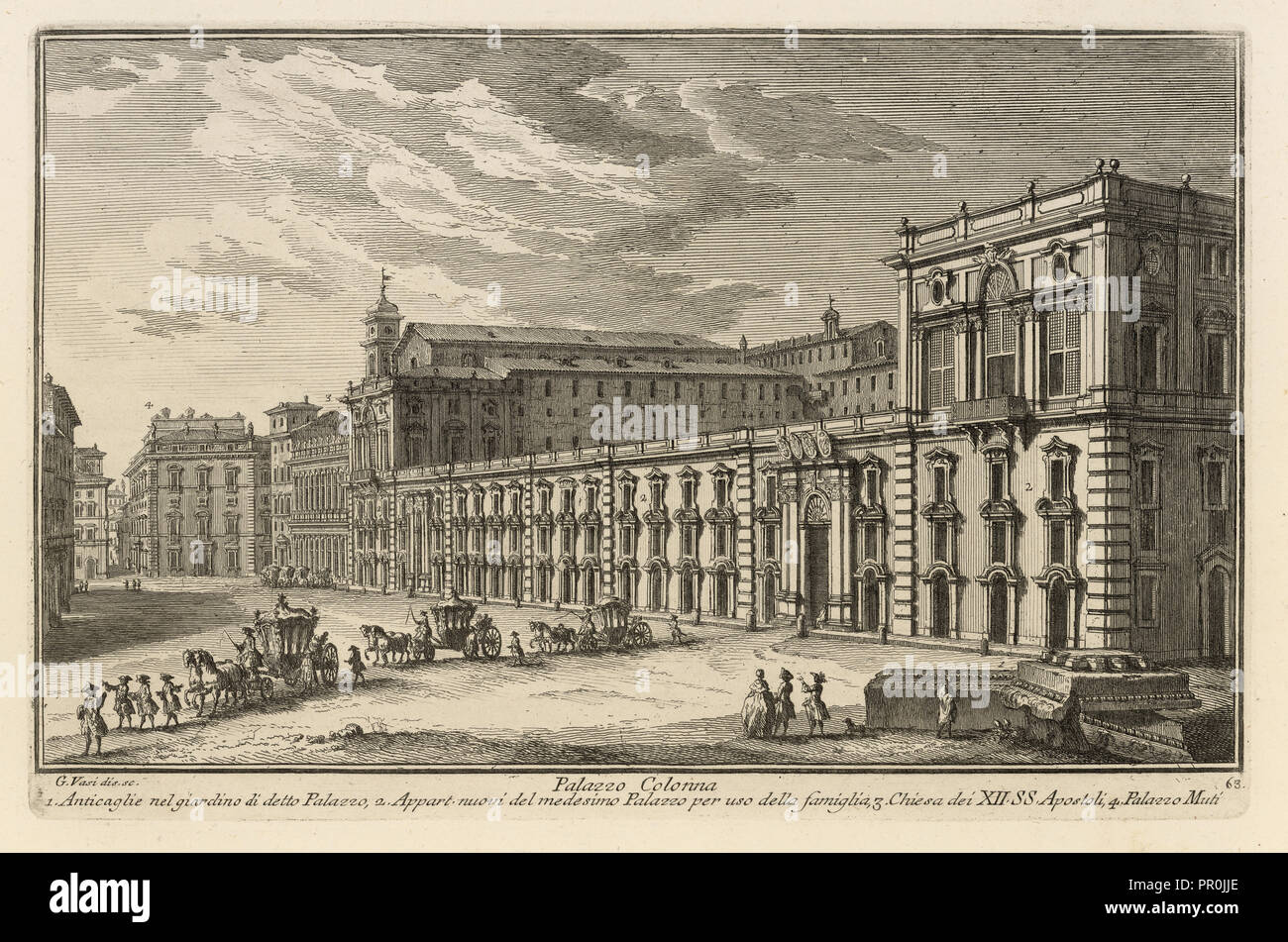 Palazzo Colonna, Delle magnificenze di Roma Antica e moderna, Vasi, Giuseppe, 1710-1782, gravure, plaque, 1747-1761 63 Banque D'Images