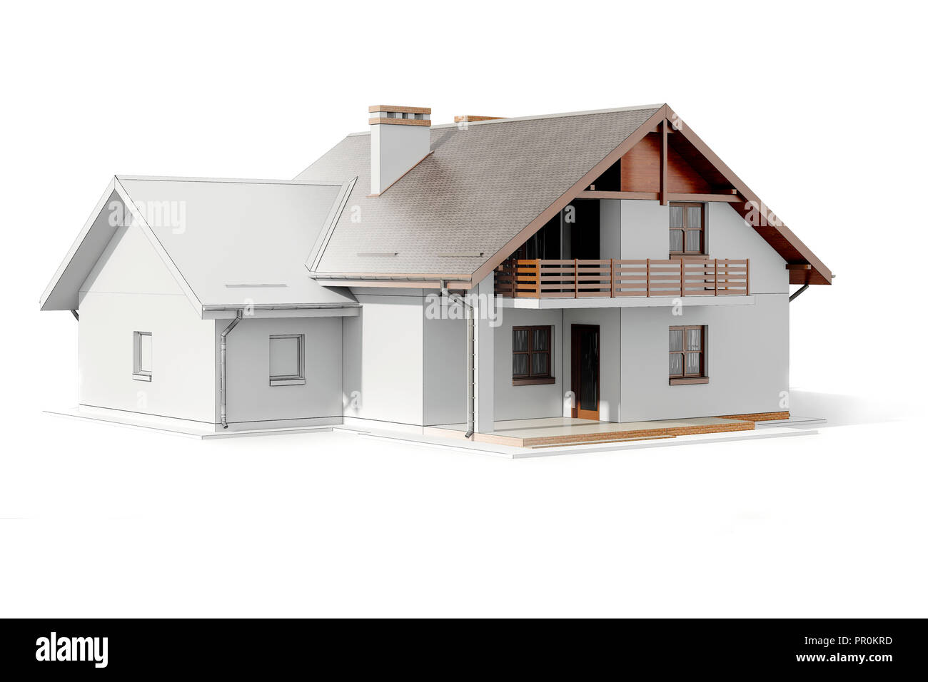 Plan de maison en 3d sur fond blanc Banque D'Images