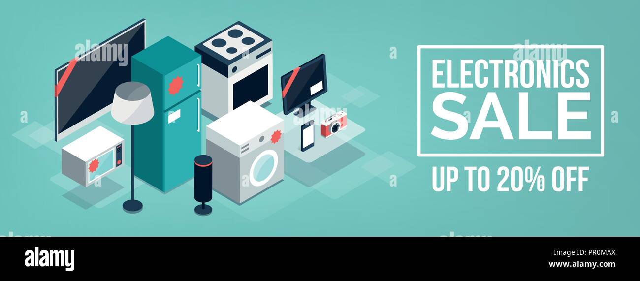 L'électronique et l'électroménager vente shopping promotion Illustration de Vecteur
