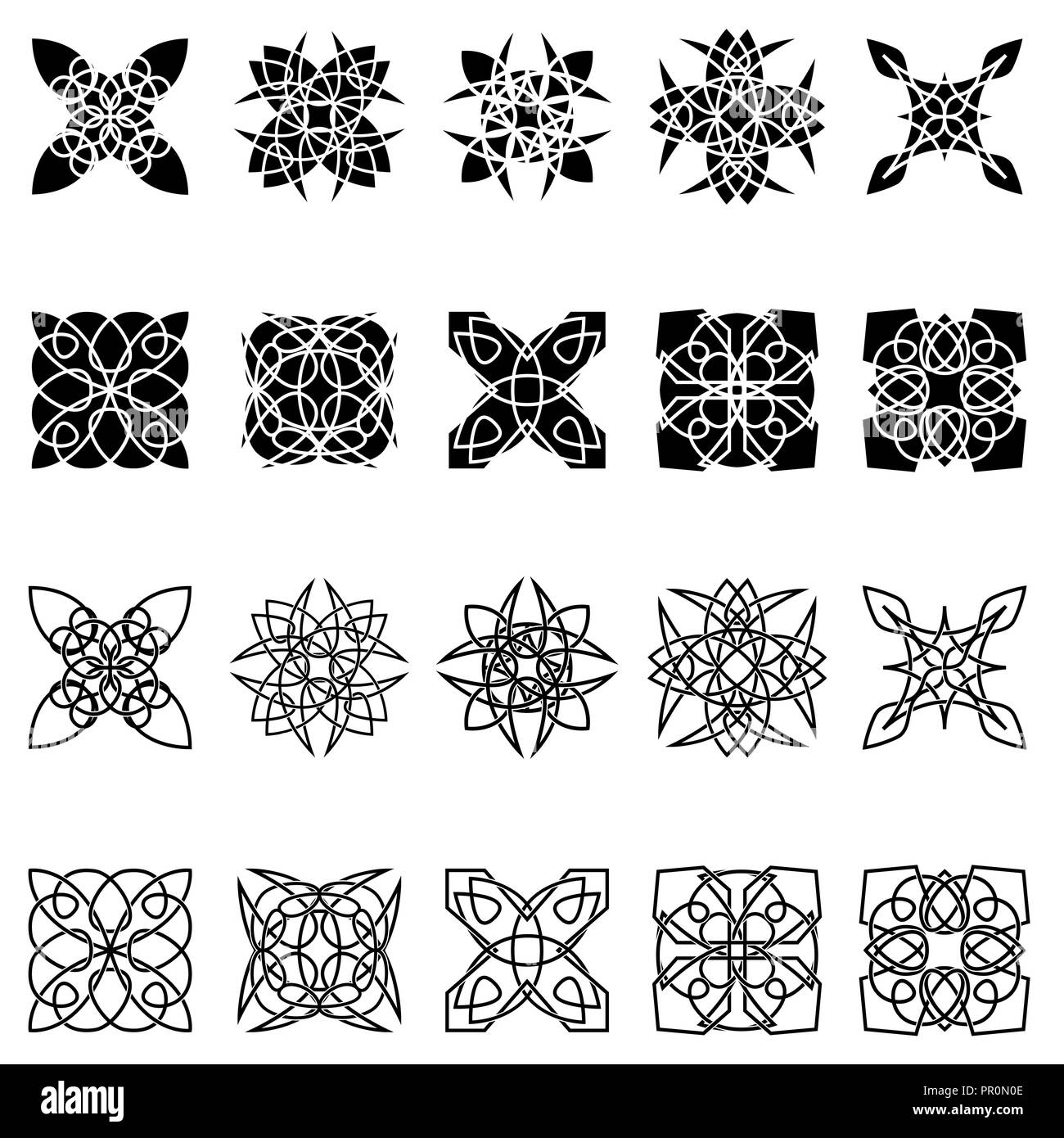 Ensemble de vingt éléments isolés formes noires sur le fond blanc de conception, dessin à la main vector Illustration de Vecteur