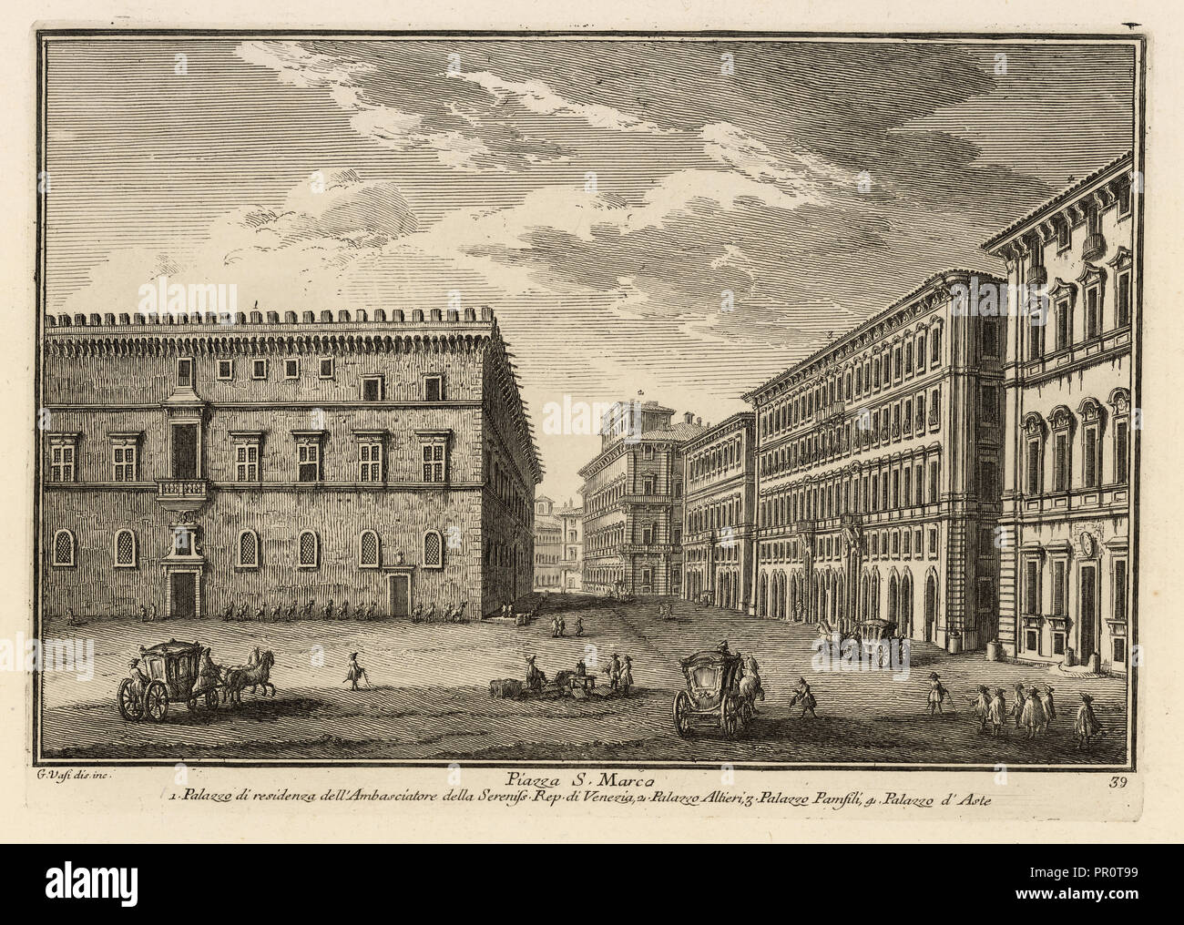 Piazza S. Marco, Delle magnificenze di Roma Antica e moderna, Vasi, Giuseppe, 1710-1782, gravure, 1747-1761, volume 39 de la plaque, Banque D'Images