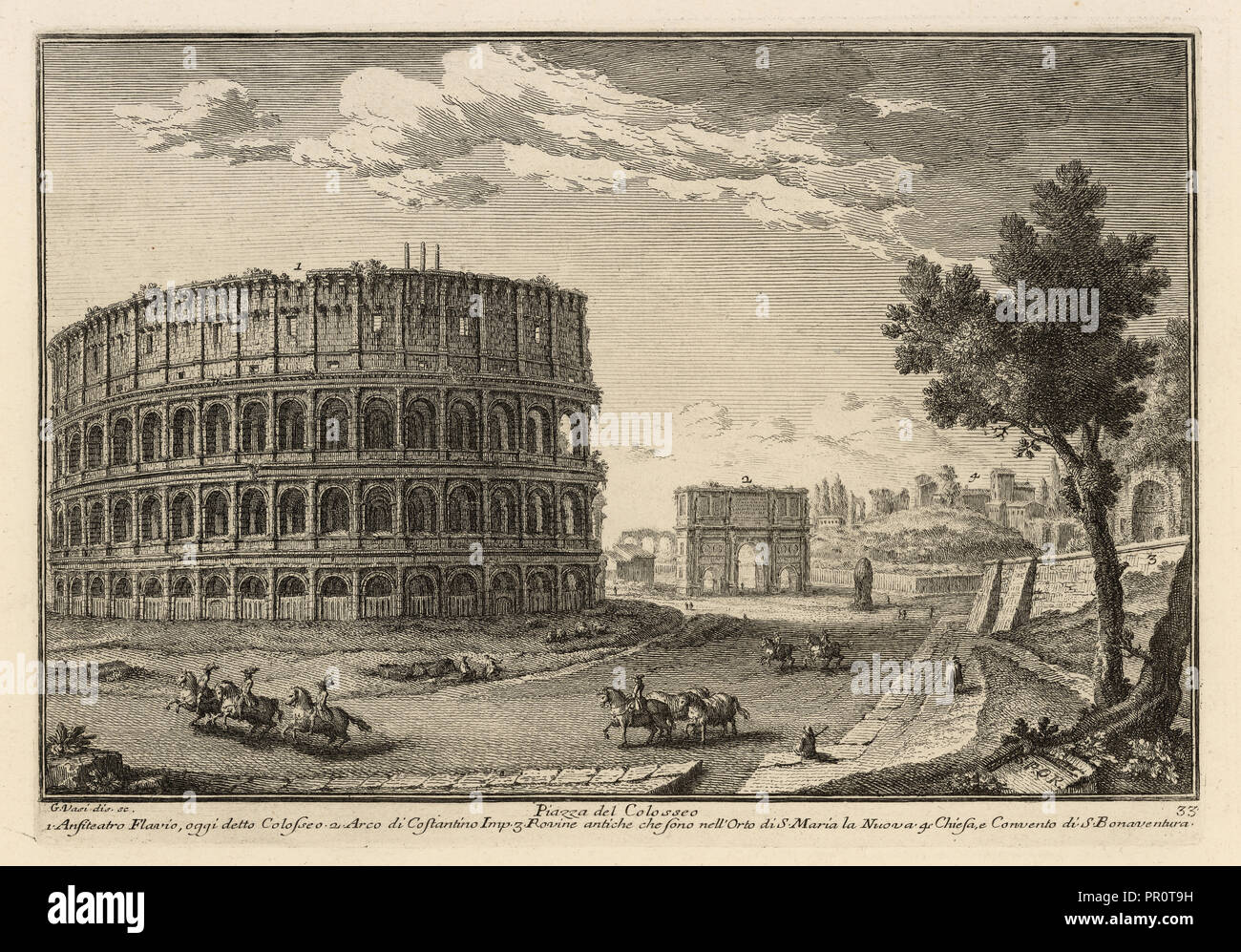 La Piazza del Colosseo, Delle magnificenze di Roma Antica e moderna, Vasi, Giuseppe, 1710-1782, gravure, plaque, 1747-1761 33 Banque D'Images