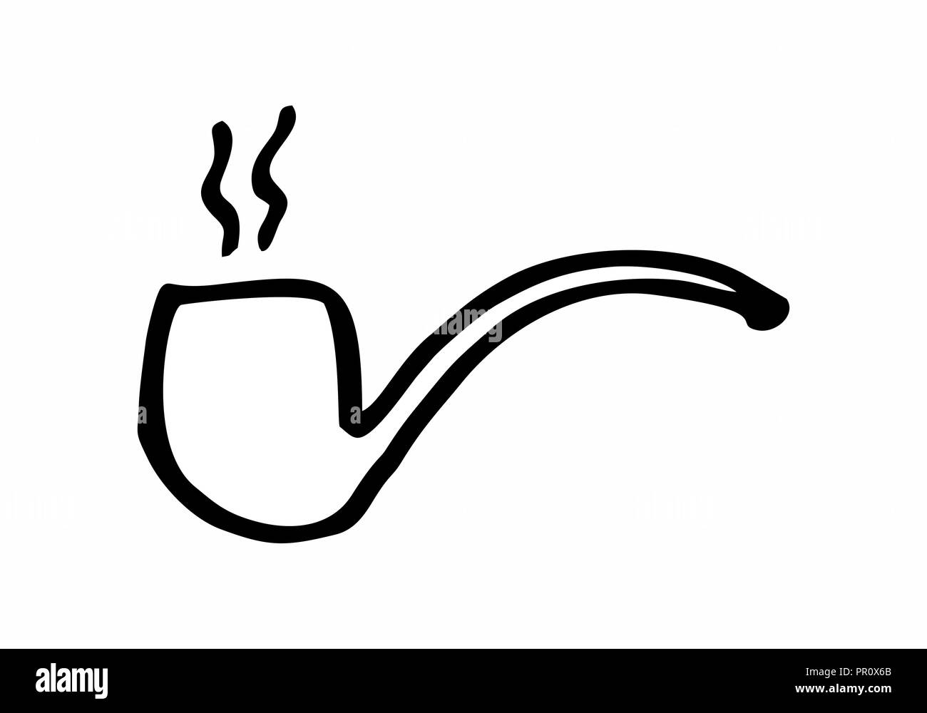 Freehand illustration d'une pipe. Contours noirs sur fond blanc. Illustration de Vecteur