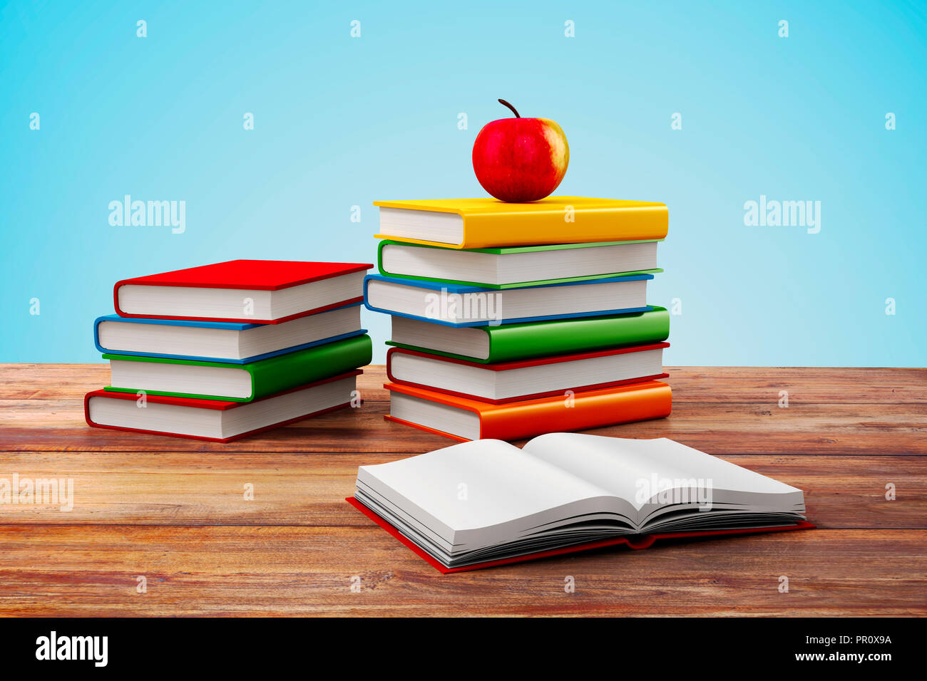 Livres 3d et Apple Banque D'Images