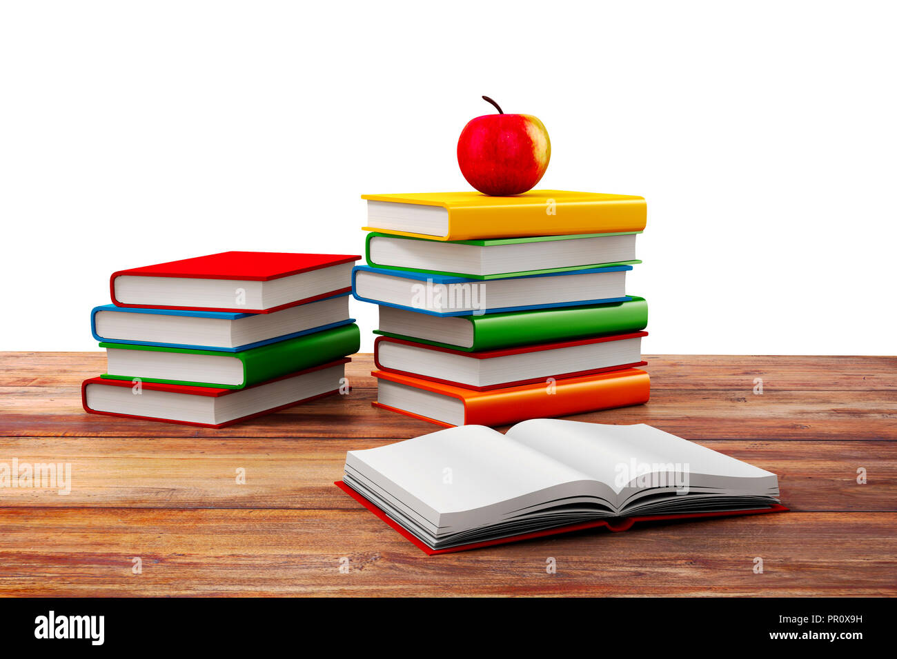 Livres 3d et Apple Banque D'Images