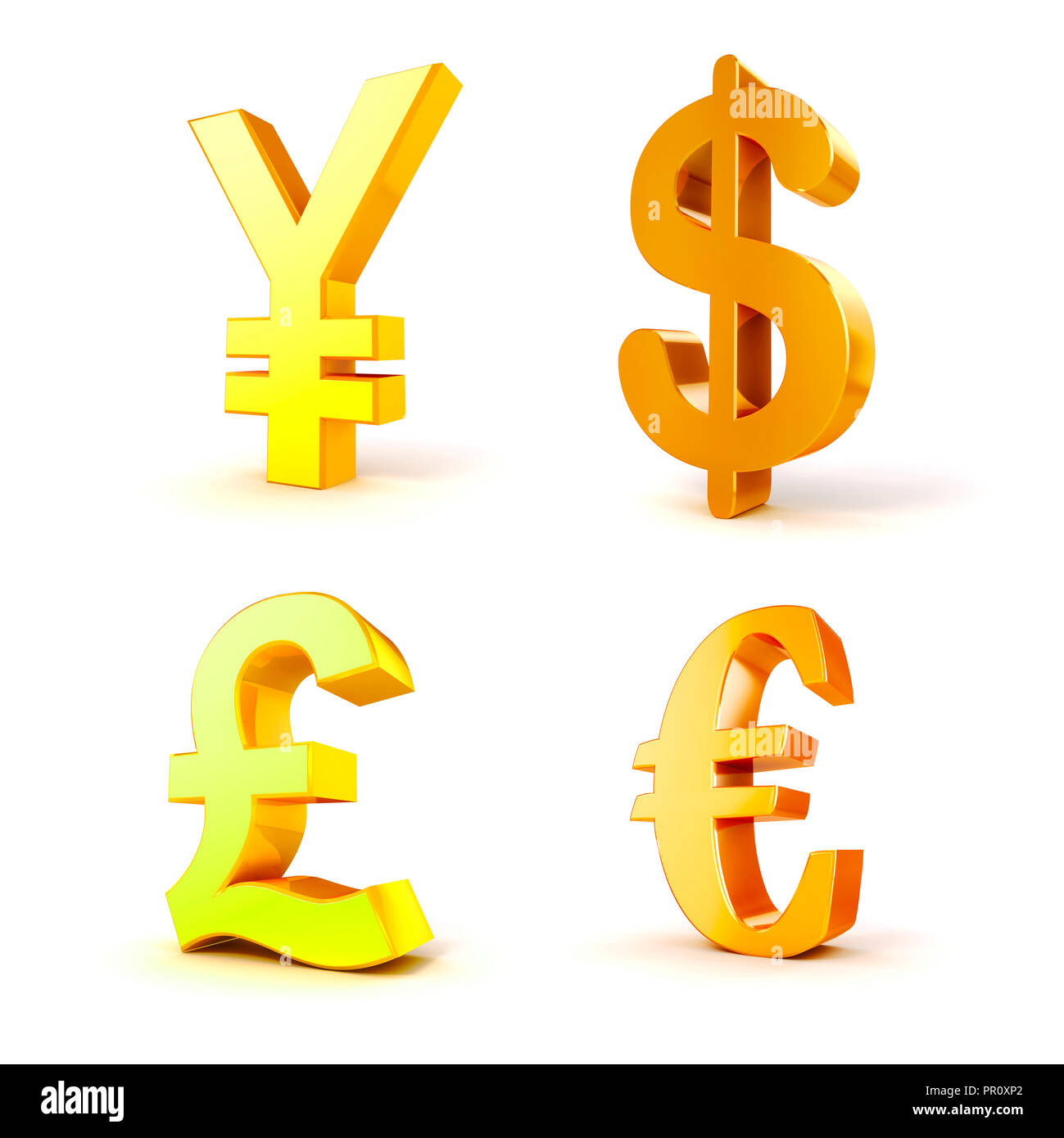 Symboles de devises 3d sur fond blanc Banque D'Images