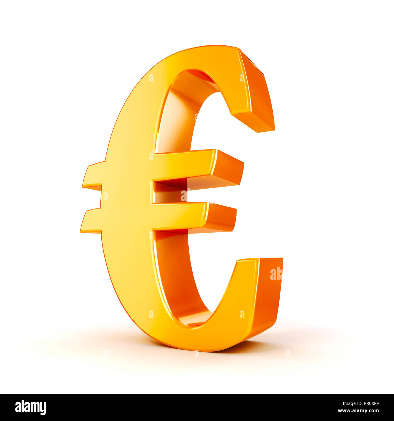 3d gold symbole monétaire de l'Euro sur fond blanc Banque D'Images