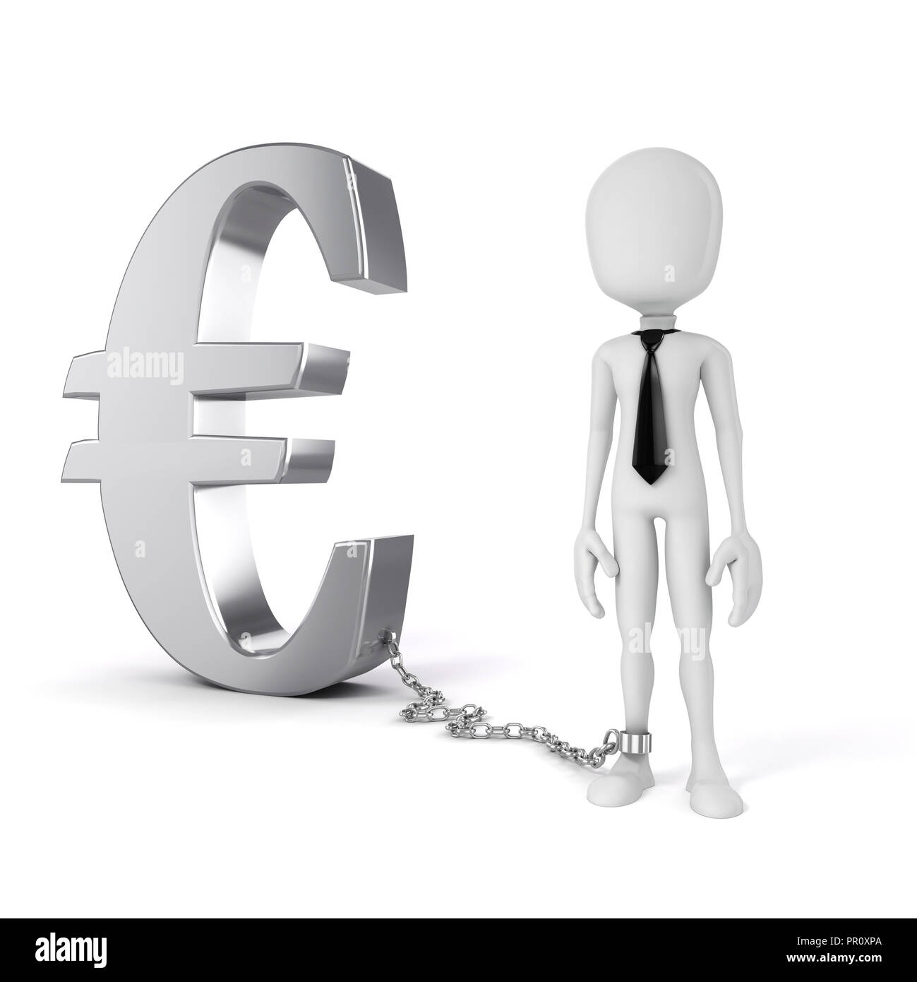 3d man avec chaîne debout près de symbole de l'Euro Banque D'Images