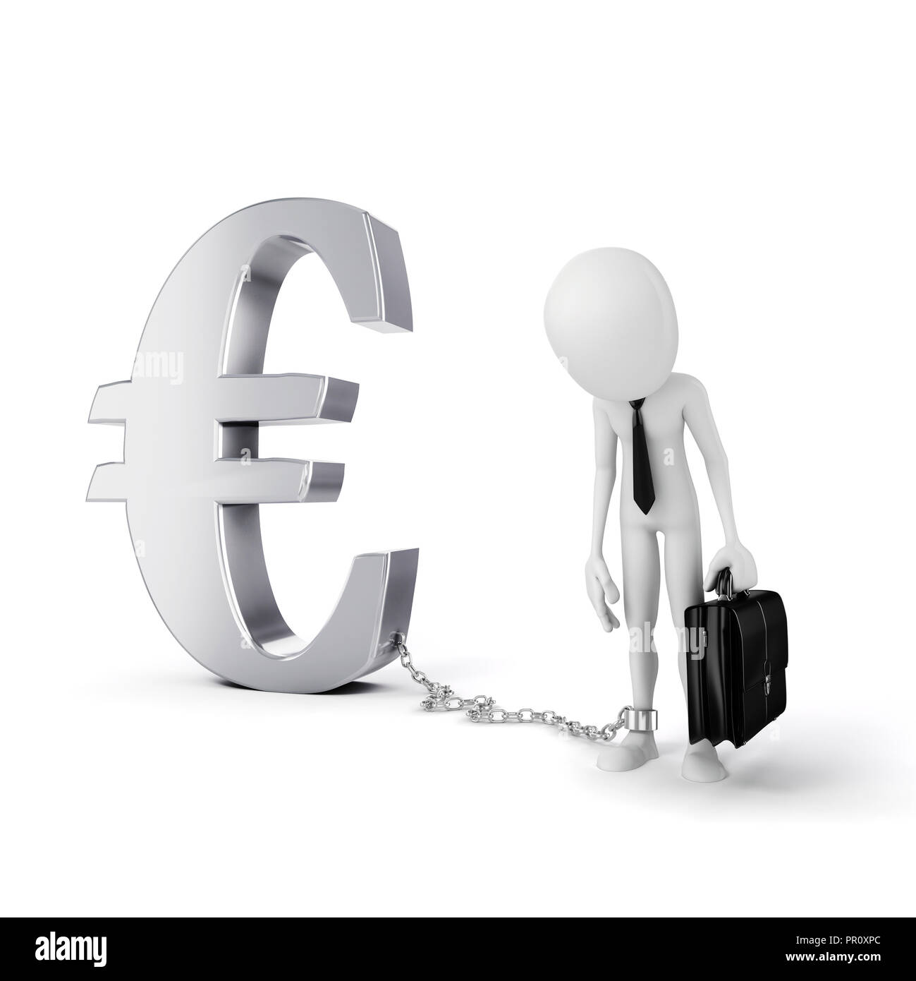 3d man avec chaîne debout près de symbole de l'Euro Banque D'Images