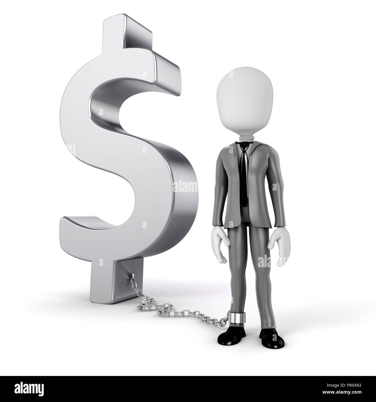 3d man avec chaîne debout près de symbole du dollar Banque D'Images