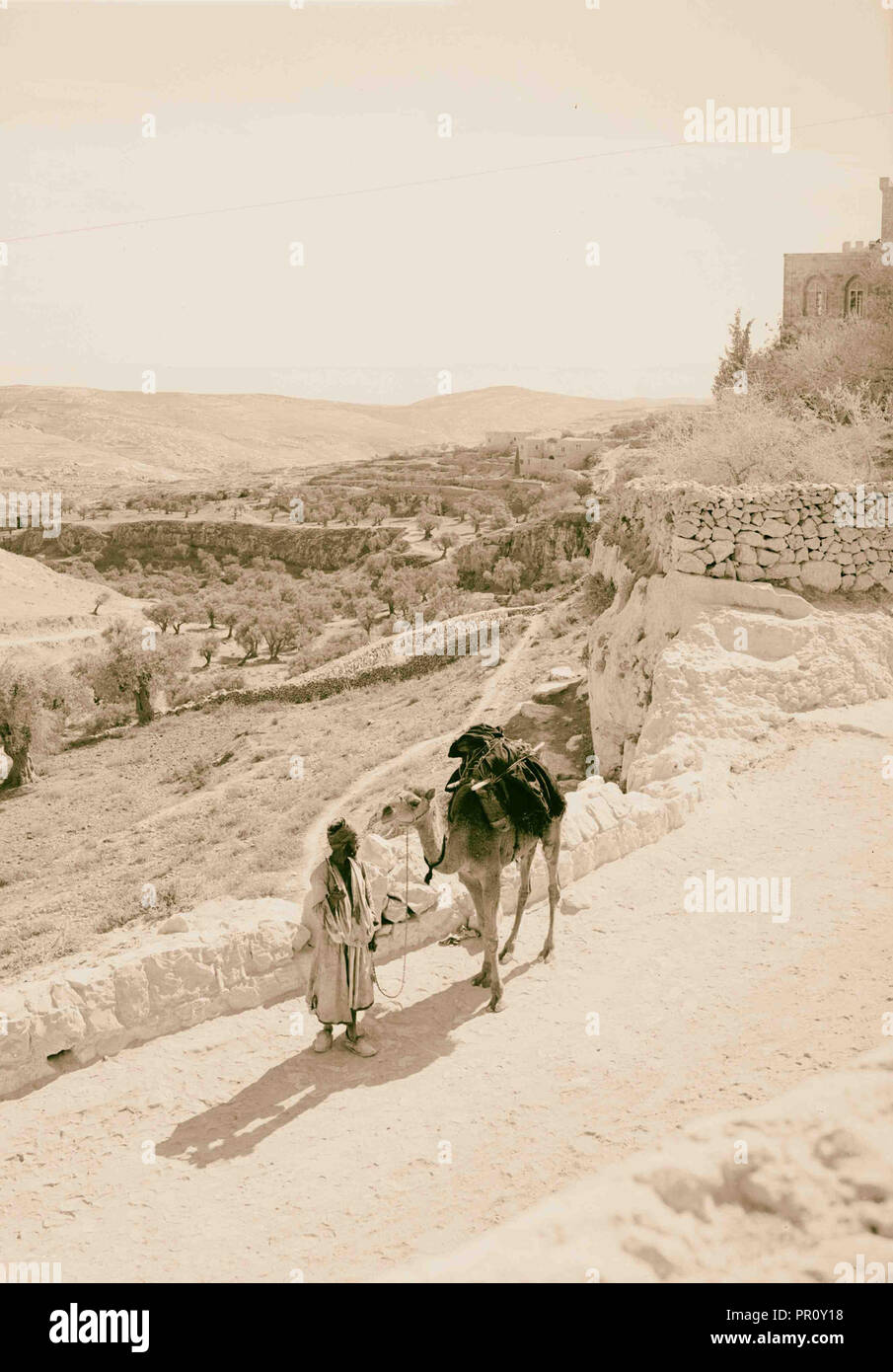 Vallées de Josaphat et de Hinnom vallée de Hinnom route de Bethléem. 1900, Jérusalem, Israël Banque D'Images