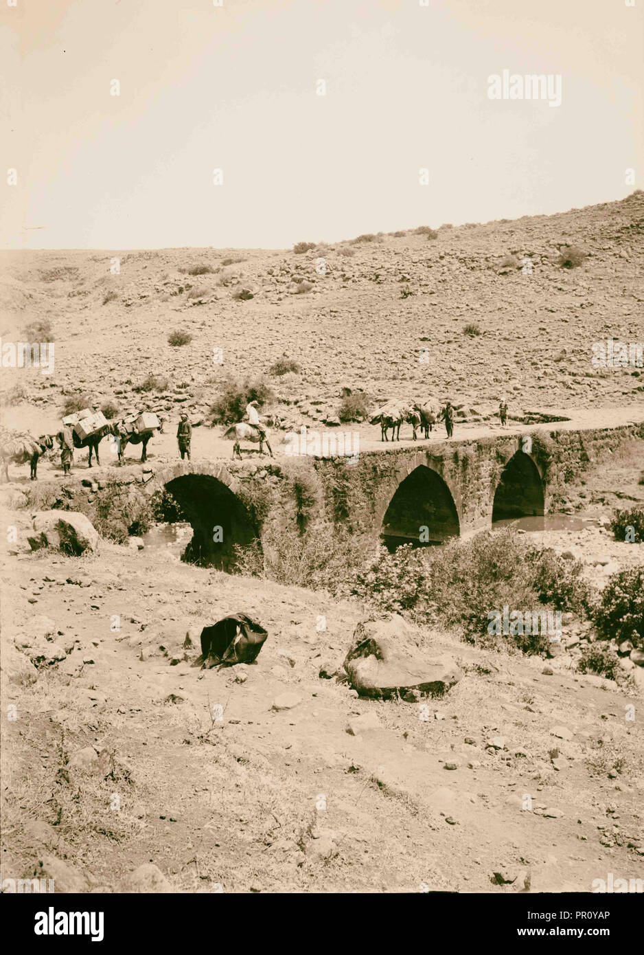 Vues du nord. Pont romain sur l'Hasbany [c.-à-d.] Hasbani 1900 Banque D'Images
