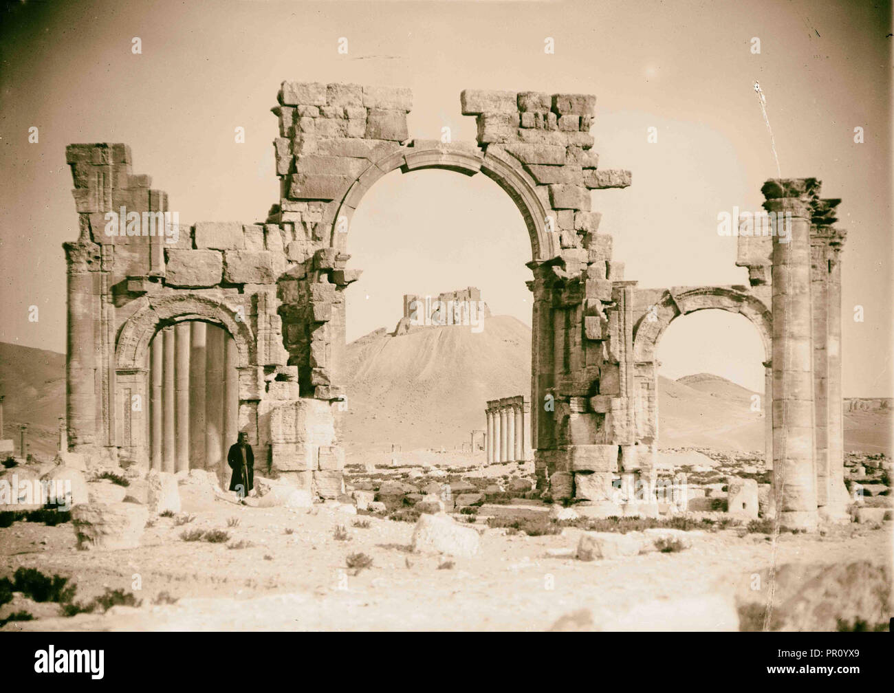 Palmyre (Tadmor). De Triomphe, partie centrale. 1900, Syrie, Tadmor Banque D'Images