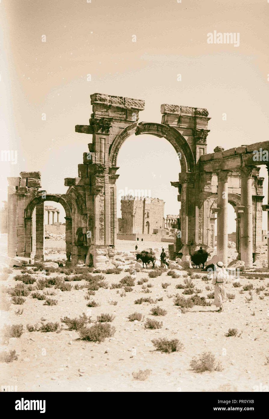 Palmyre (Tadmor). De triomphe à l'entrée de la colonnade. 1900, Syrie, Tadmor Banque D'Images