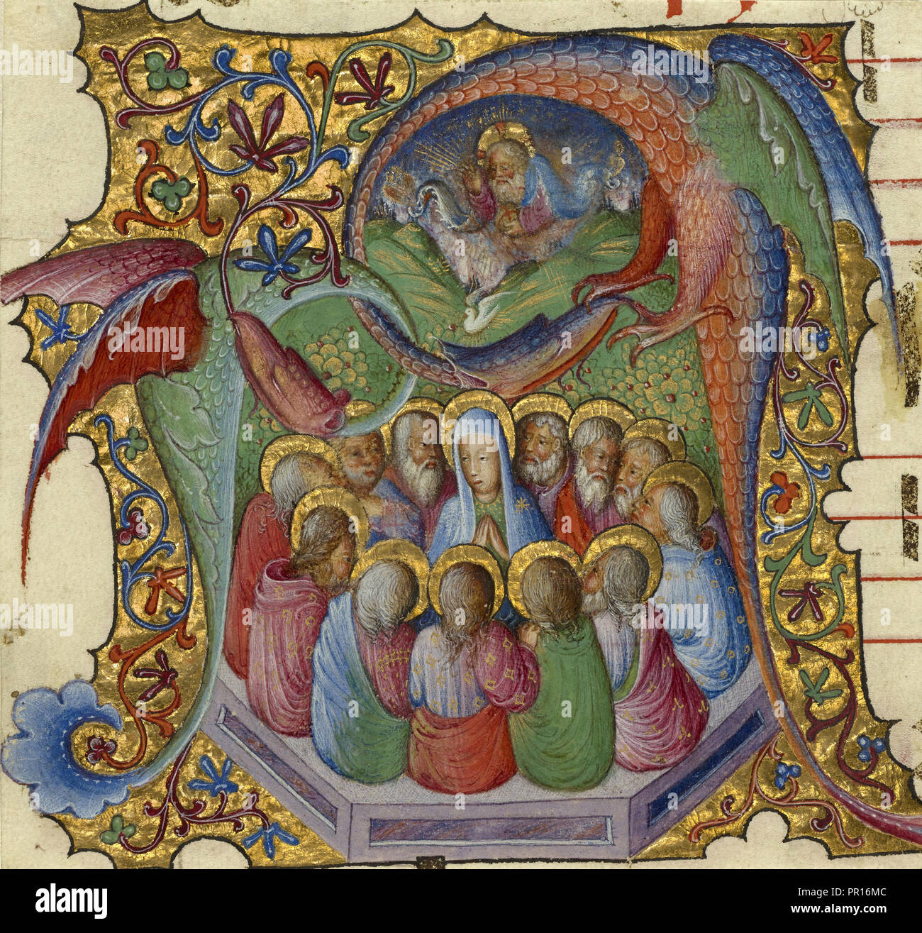 Une première : la Pentecôte ; attribué à Stefano da Verona, Italien, Lombard, 1374 - après 1438, Lombardie, Italie ; environ 1430 - 1435 Banque D'Images