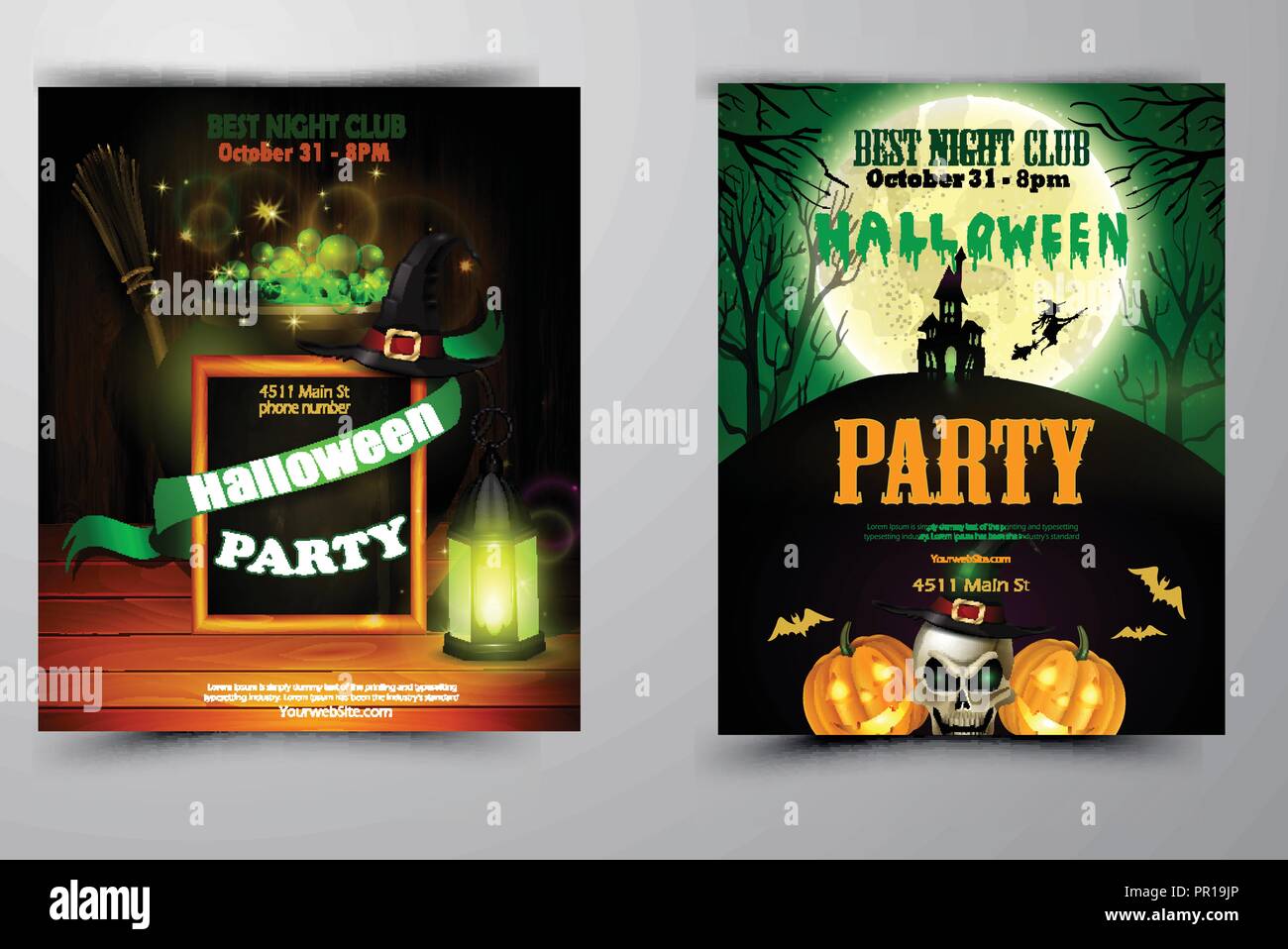 Halloween party invitation sur fond de mur en bois Illustration de Vecteur