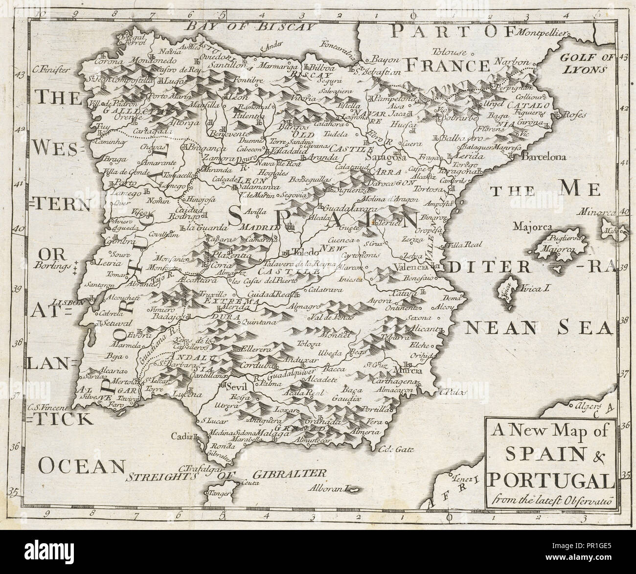 Une Nouvelle Carte De L Espagne Et Le Portugal Des Dernieres Observations La Geographie Anatomiz D Ou La Grammaire Geographique Etre Une Courte Photo Stock Alamy