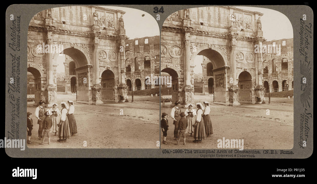 Rome, Arc de Constantin, Rome, Italie, de vues stéréographiques Underwood et Underwood, Underwood, Bert, 1862-1943, stéréophotogramme Banque D'Images