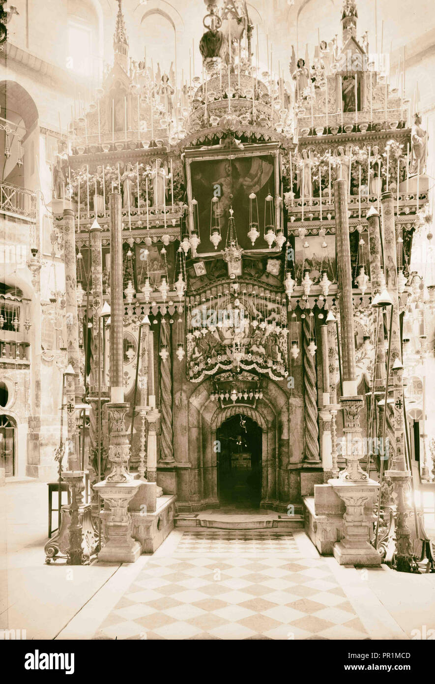 Église du Saint-Sépulcre Le Saint-sépulcre. La tombe. 1934, Jérusalem, Israël Banque D'Images