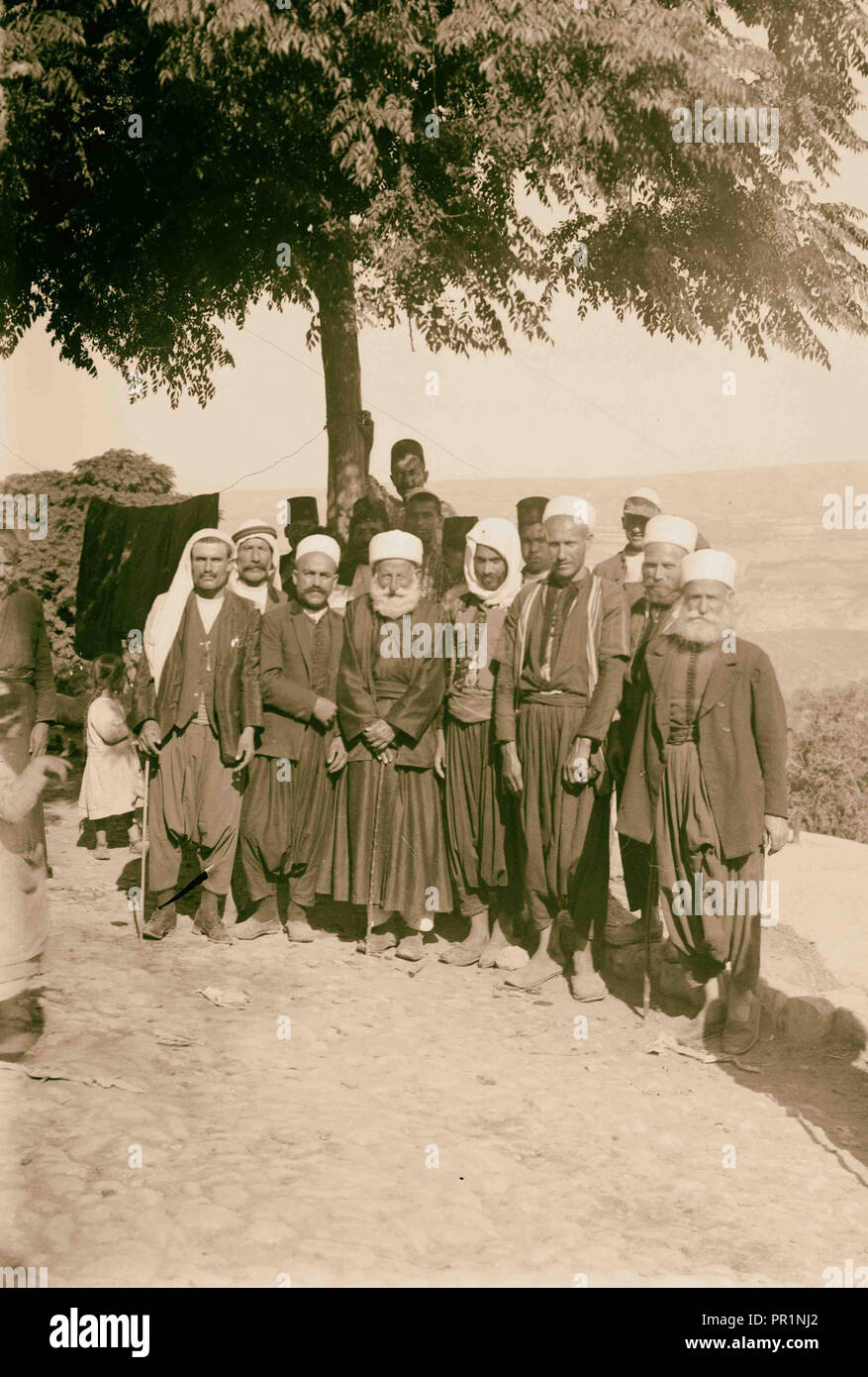 Types druze, groupe d'hommes 1898, au Moyen-Orient, Israël et/ou Palestine Banque D'Images