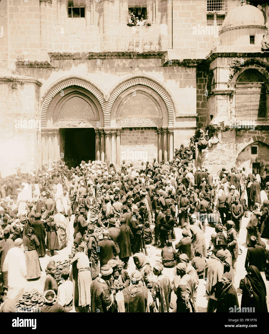 El-Kouds Jérusalem Saint-sépulcre à Pâques colonie américaine, Israël, 1898 Banque D'Images