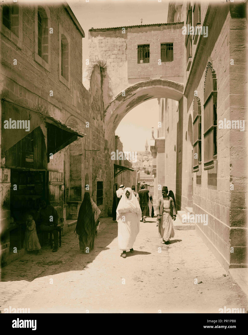 El-Kouds Jérusalem Via Dolorosa, l'arc de l'Ecce Homo. Colonie américaine, Jérusalem. 1898, Jérusalem, Israël Banque D'Images