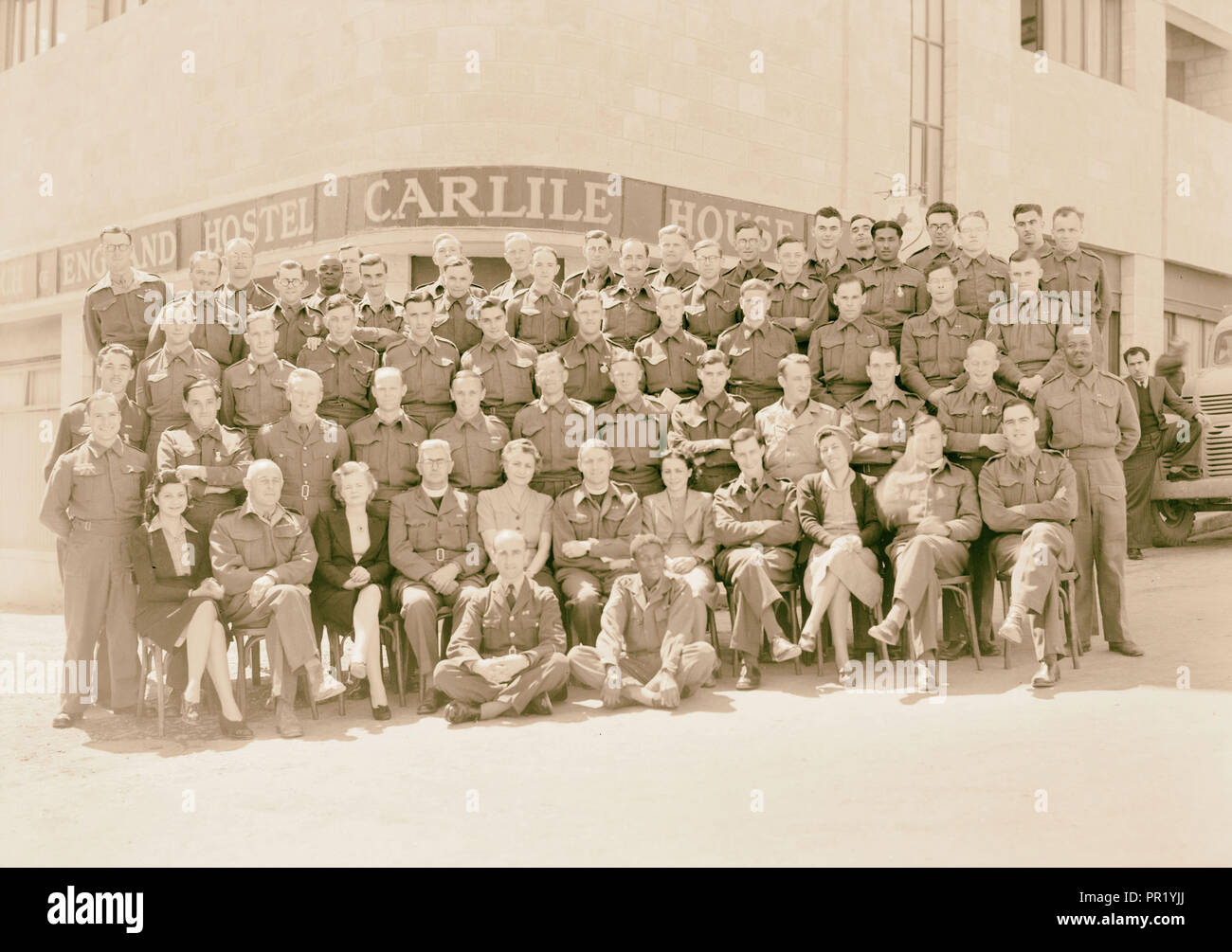 Groupe de coordination à Carlisle House prises Ap. 6, 1944. 1944, Jérusalem, Israël Banque D'Images