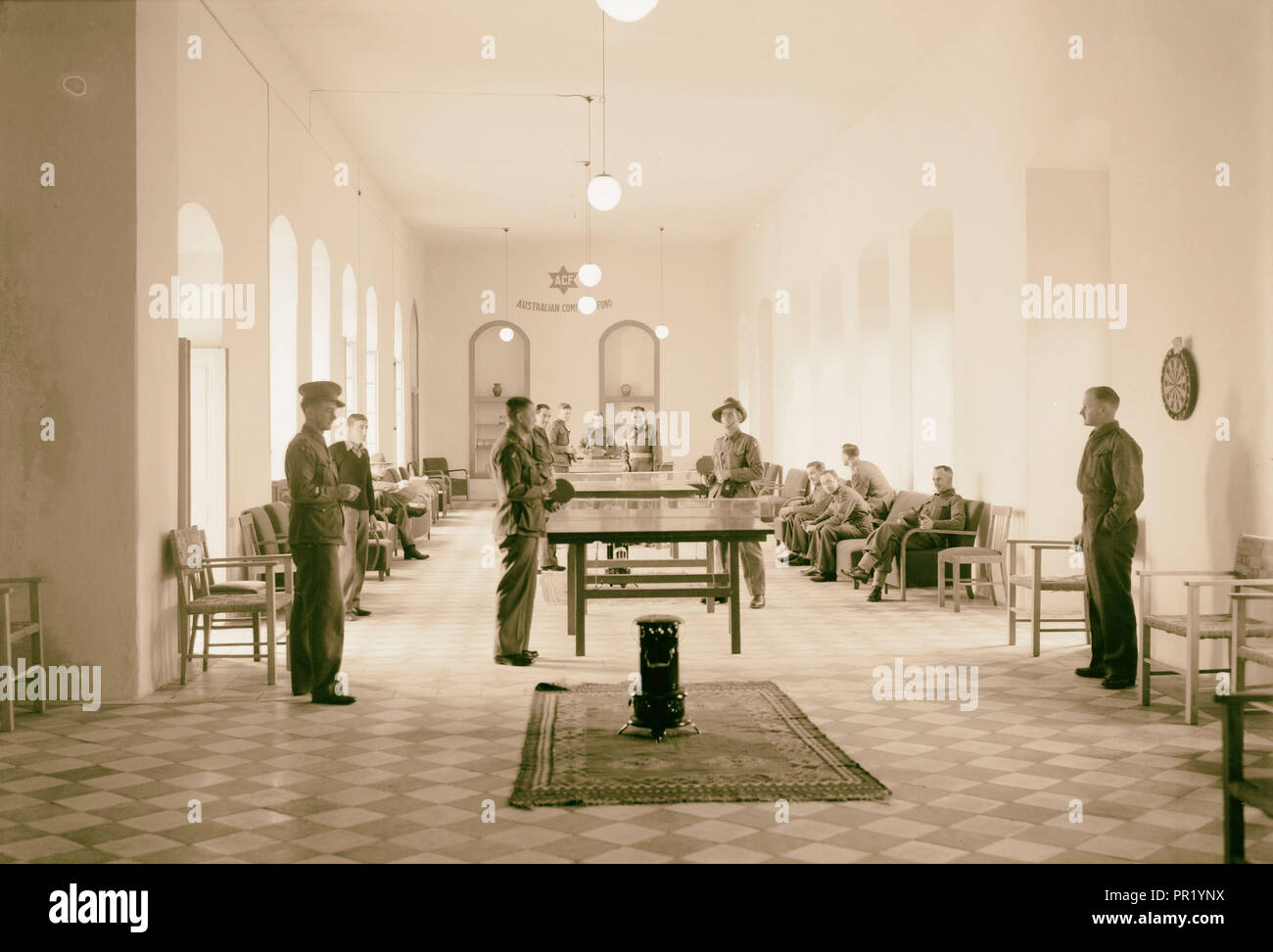 Fonds australien Hostel pour les soldats dans l'école grecque, Vieille Ville. Salon Principal. 1940, Jérusalem, Israël Banque D'Images