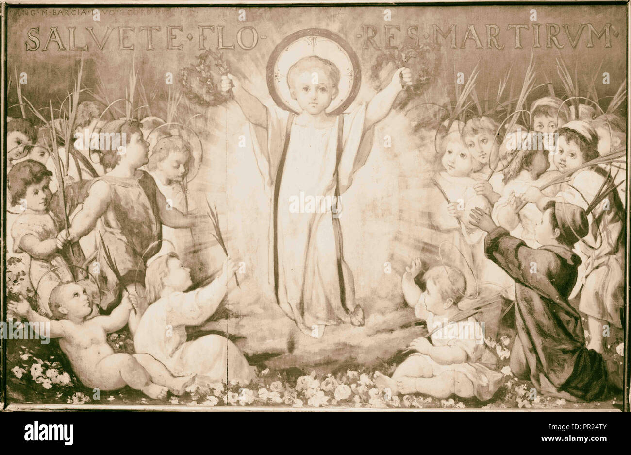 L'enfant Christ gratifiant martyrisés innocents de Bethléem, à l'église de la Nativité. 1898, Cisjordanie, Bethléem, Israël Banque D'Images