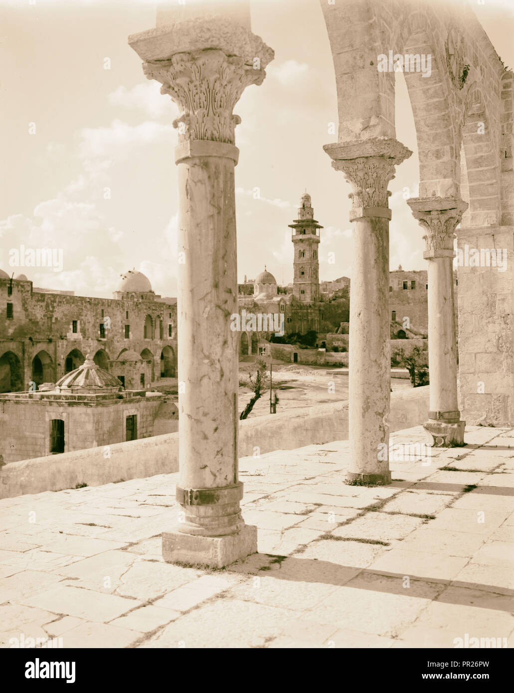 Zone du Temple, Tour d'Antonia à arch. 1898, Jérusalem, Israël Banque D'Images