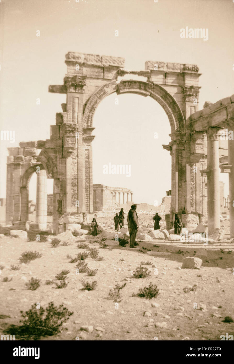 Palmyre (Tadmor). De Triomphe, partie centrale. 1900, Syrie, Tadmor Banque D'Images
