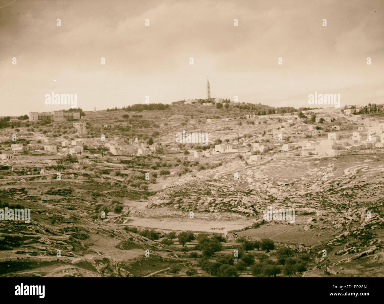Vue à distance, Bethany & Olivet d'Abu Dis, pente de 'vie de notre Seigneur". 1940, en Cisjordanie, d'Abu Dis Banque D'Images