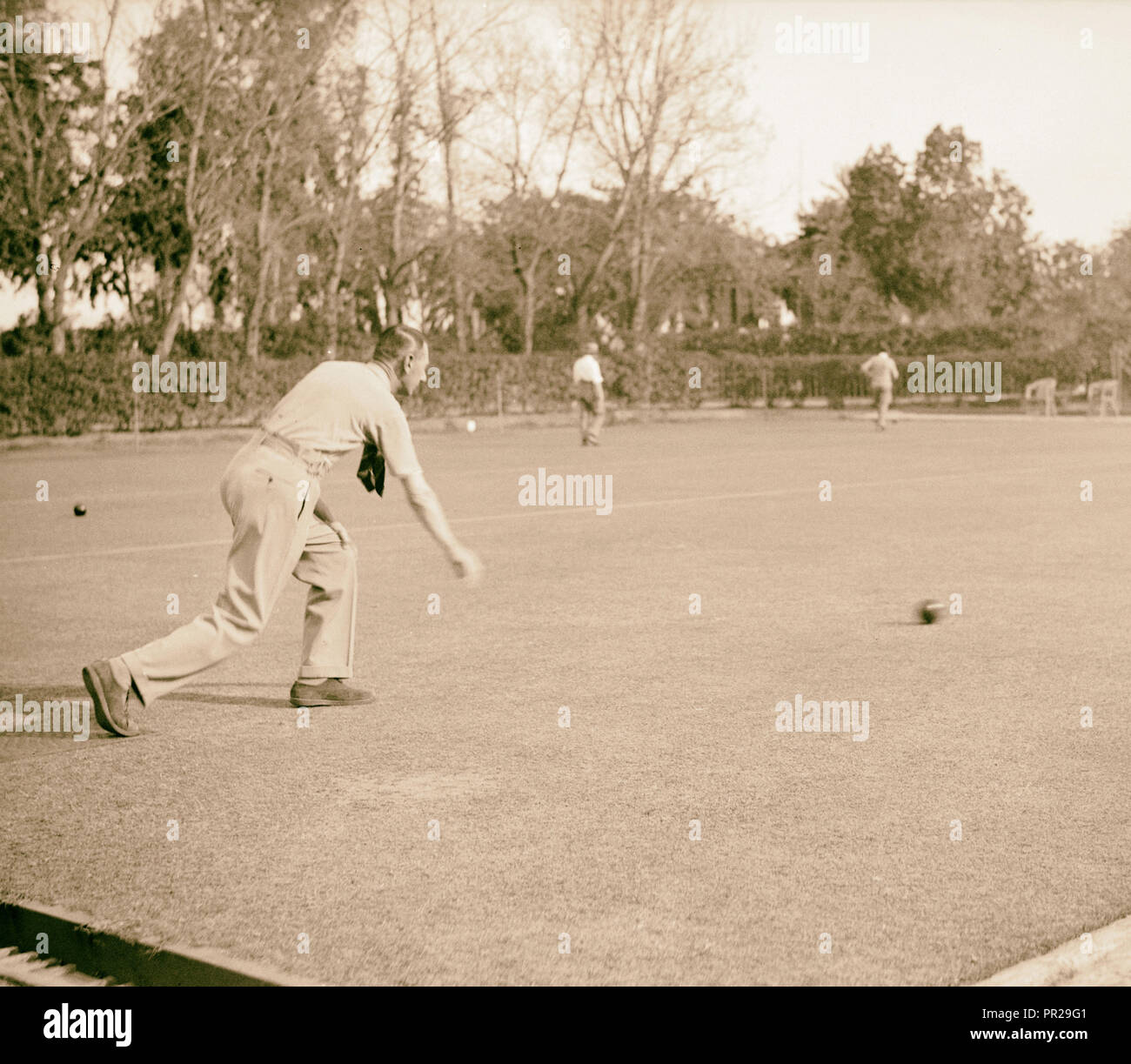 L'Égypte. Le Caire. Jardins de Gezira et sports. Motifs de bowling. 1934, l'Égypte, Le Caire Banque D'Images