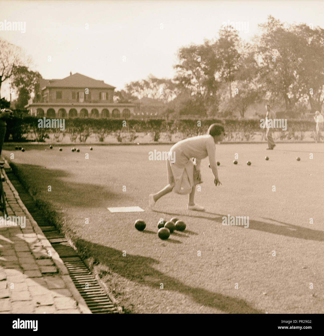 L'Égypte. Le Caire. Jardins de Gezira et sports. Motifs de bowling. 1934, l'Égypte, Le Caire Banque D'Images