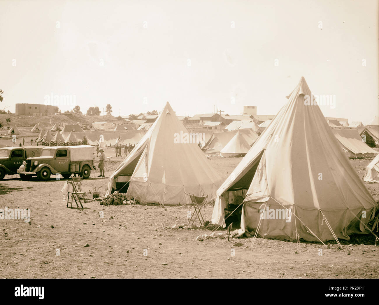 Les perturbations de la Palestine de 1936. Camp de soldats britanniques sur le mont Scopus. 1936, Jérusalem Banque D'Images