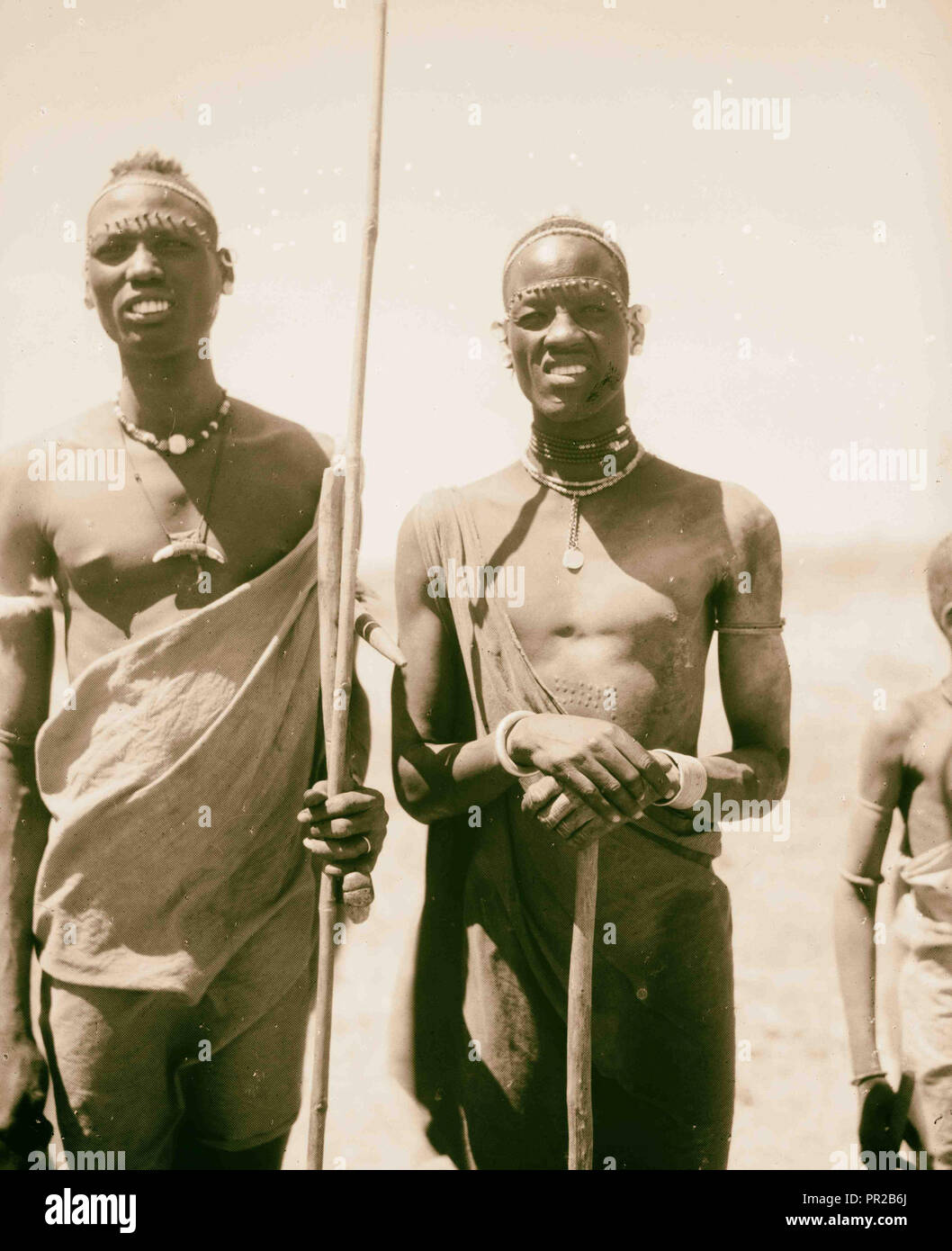Le Soudan. Malakal. Deux types d'Shiluki. 1936, Soudan, Malak ?l Banque D'Images