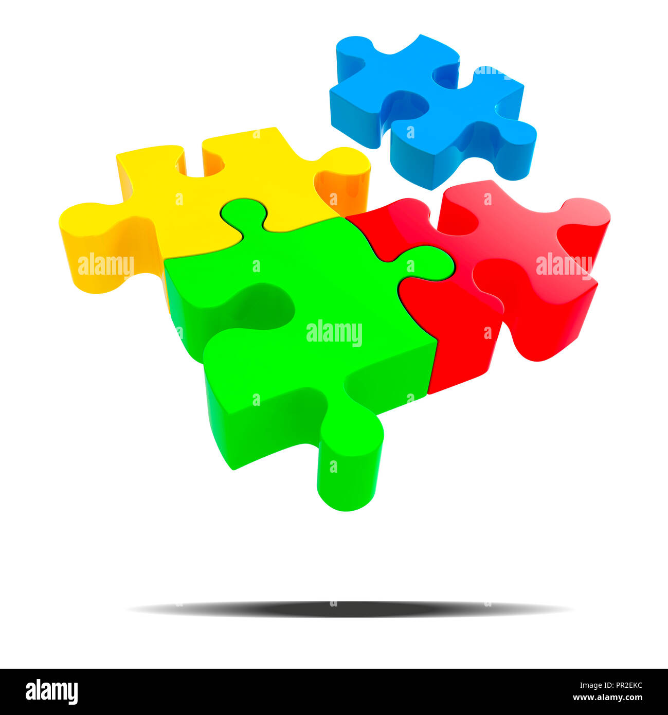 Pièce de puzzle coloré 3d sur fond blanc Banque D'Images