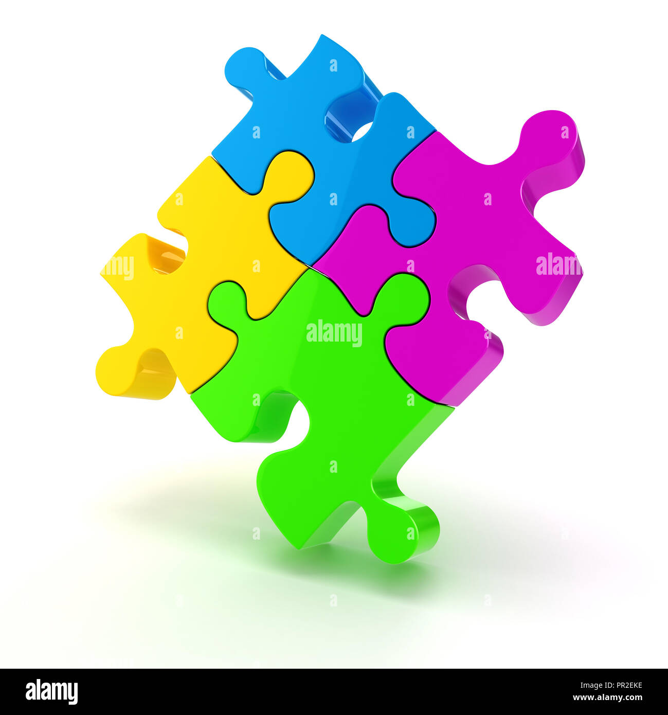 Pièce de puzzle coloré 3d sur fond blanc Banque D'Images