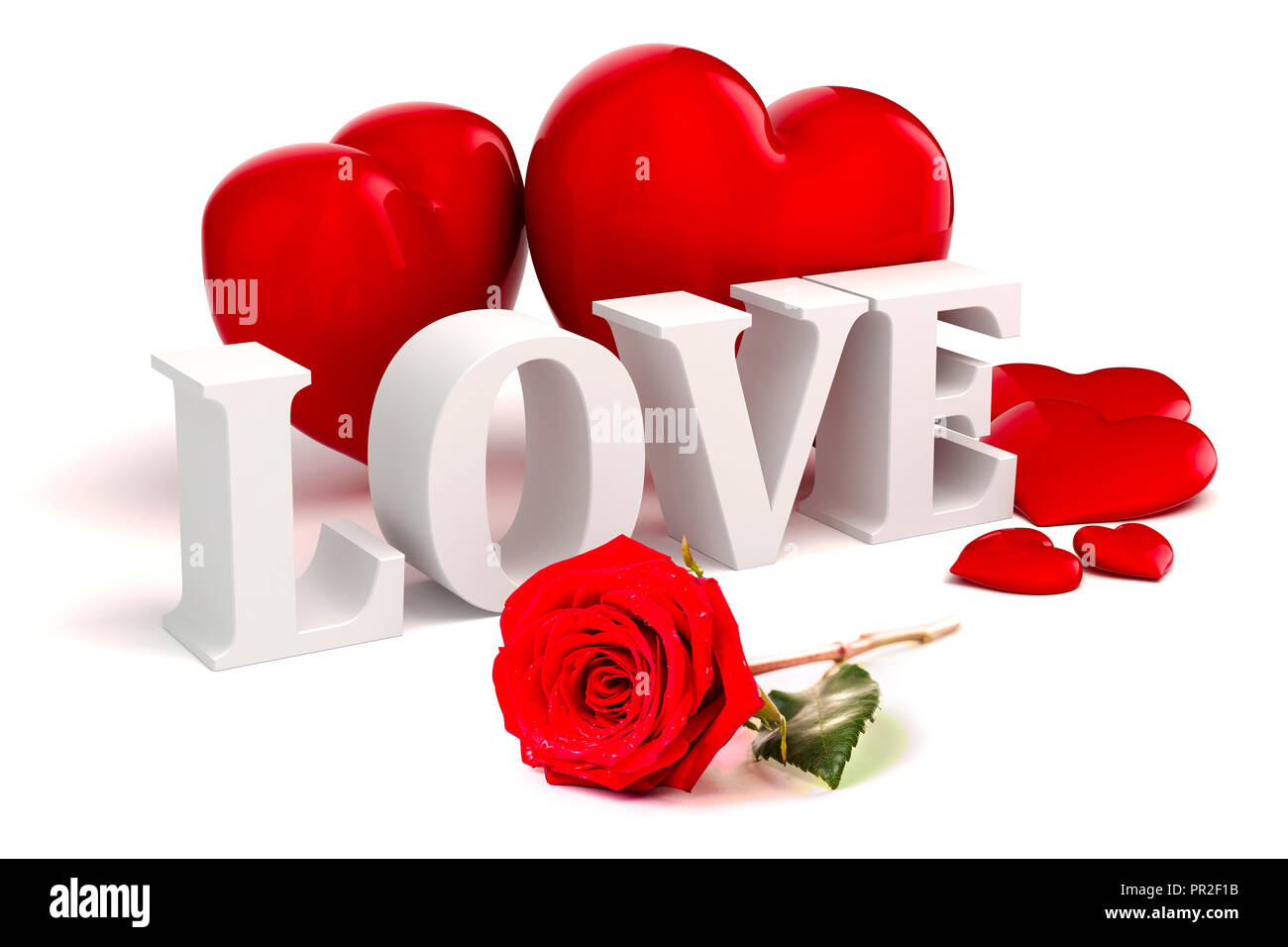 Texte D Amour 3d Coeur Rouge Et Rose Sur Fond Blanc Photo Stock Alamy