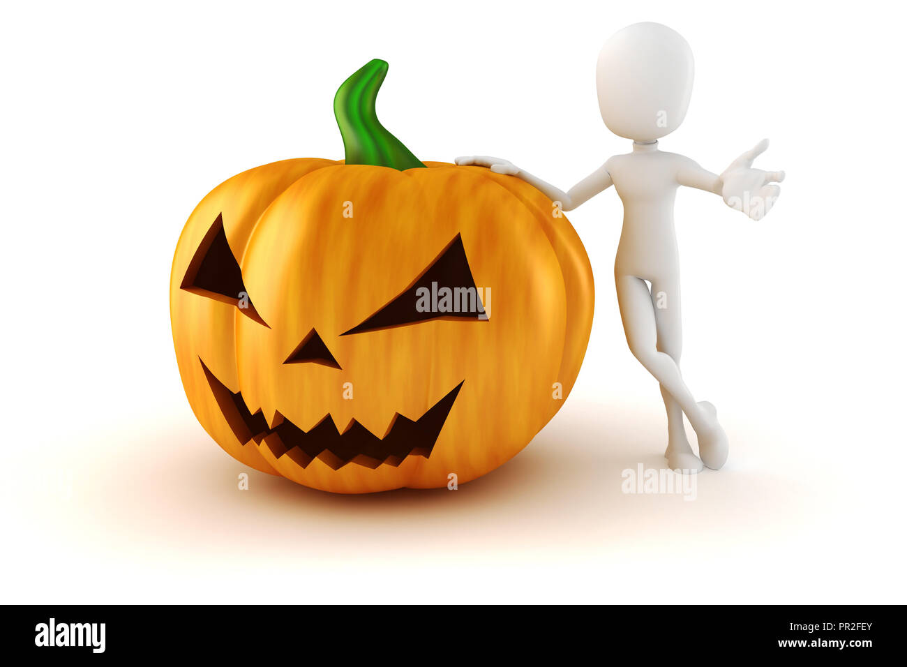 3d Man et Big Scary Halloween Pumpkin Banque D'Images