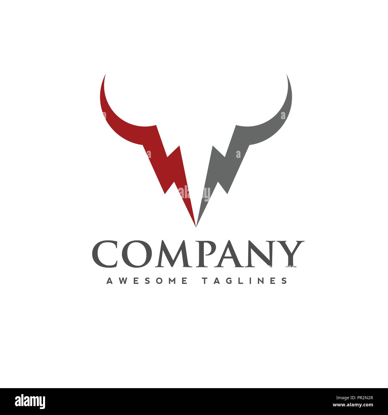 Bull Head power logo vector concept illustration, tête de buffle et logo power, Bull Head logo. Logo Animal taureau signe, Illustration de Vecteur