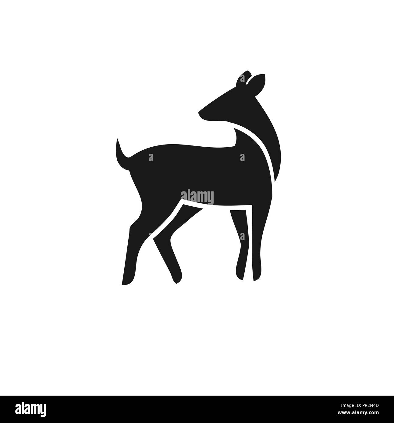 Logo de cerfs sauvages animaux dessinés à la main, signe de la nature de la conception de l'emblème du parc. Vector illustration monochrome décoratif de l'élan, le meilleur vecteur logo cerf simple Illustration de Vecteur